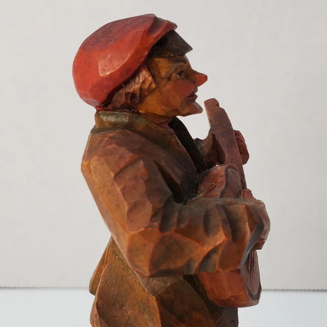 ANRI 1954 Italian Anri Folk Art Guitar Player Wood Carving For Sale - Image 4 of 9