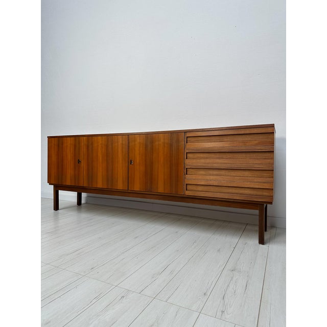1960s Large Vintage Minimalistic Walnut Sideboard, 1960s For Sale - Image 5 of 15