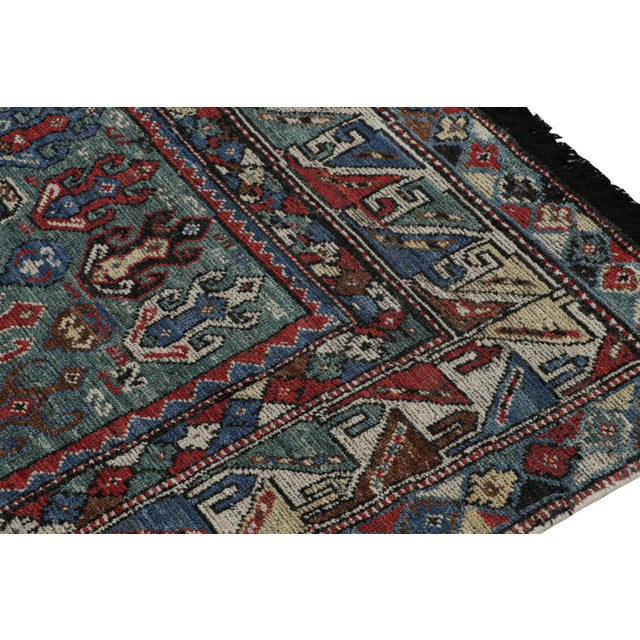 2010s Rug & Kilim’s Tribal Style Rug in Green, Blue & Red Geometric Patterns For Sale - Image 5 of 7