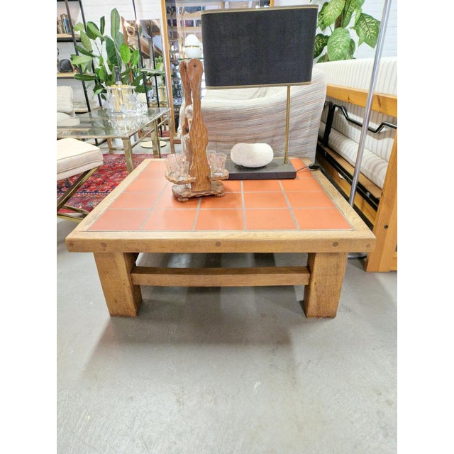 Brutalist Oak Coffee Table with Terracotta Tiles, 1950s For Sale - Image 14 of 15