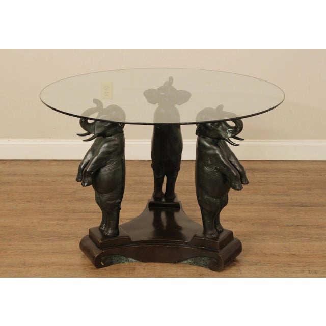 Bronze Vintage Bronze Elephant Base Glass Top Table For Sale - Image 8 of 13