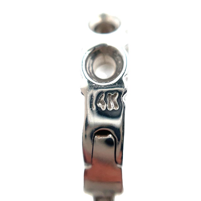 Silver 14k Gold 2.60 Carat Total Weight Diamond Huggies Earrings, A Pair For Sale - Image 8 of 8