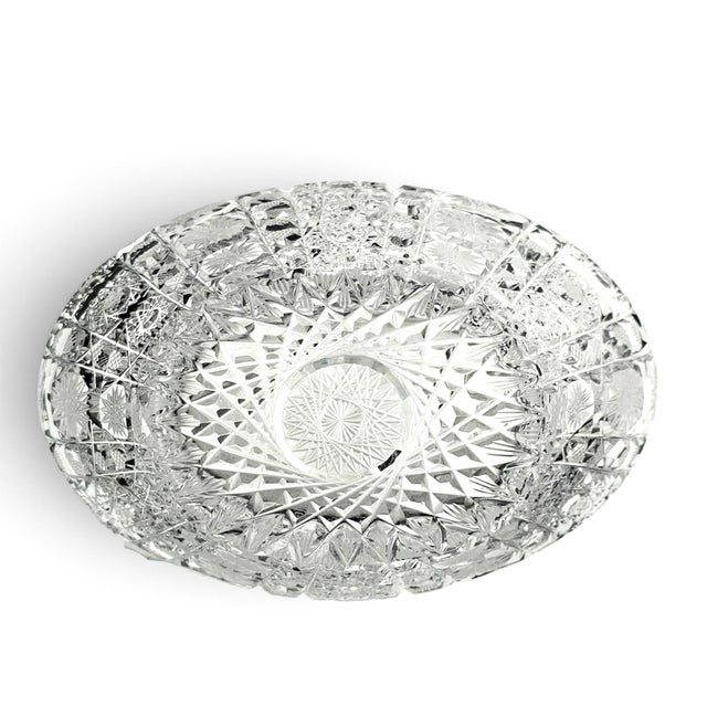 Mid-to-Late 20th Century Czech Bohemian Queen’s Lace Cut Crystal Basket 6" For Sale - Image 9 of 12
