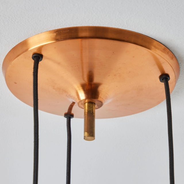 1950s Bent Karlby 3-Shade Chandelier in Copper for Lyfa For Sale - Image 11 of 12
