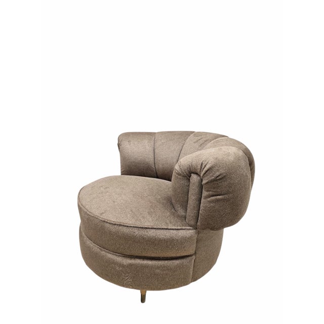 Camel MCM Barrel Back Lounge Chairs Newly Reupholstered – Pair For Sale - Image 8 of 10