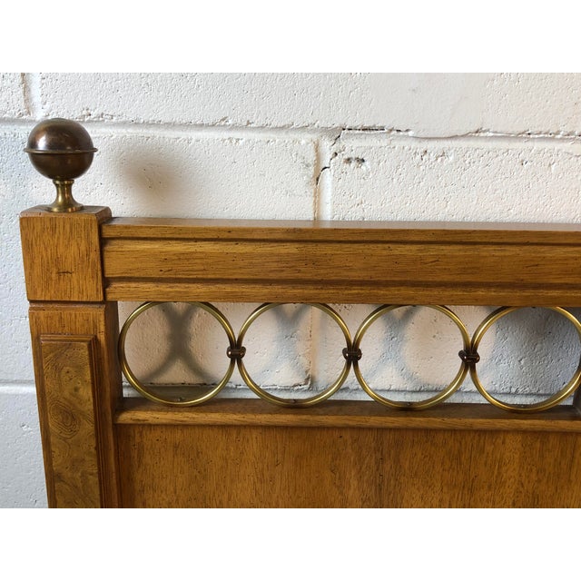 1960s Pecan Wood & Brass Twin Headboards, Pair Chairish