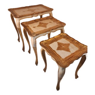 1960s Italian Florentine Gilded Nesting Table Set For Sale