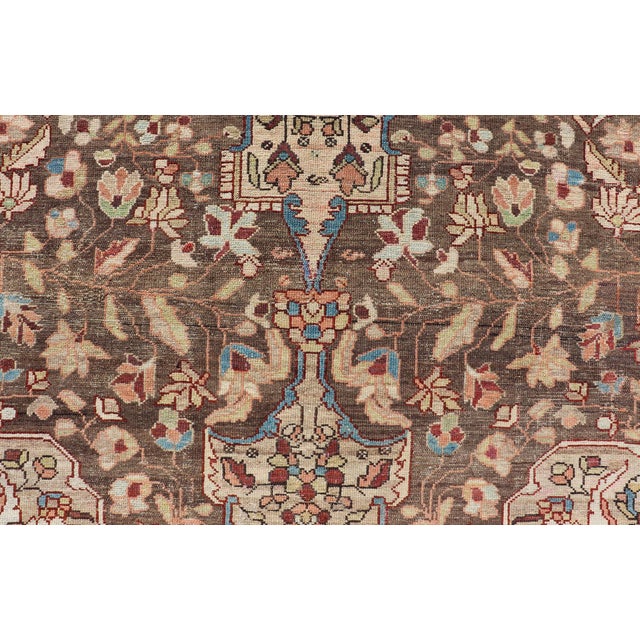 Antique Persian Malayer Gallery Rug With Large Floral Medallion With Soft Colors For Sale - Image 9 of 14
