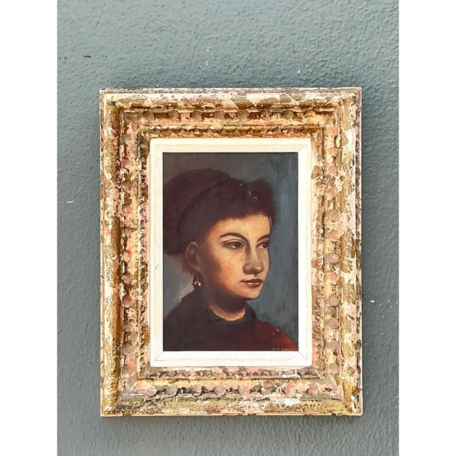 Vintage Framed Portrait Oil on Canvas For Sale - Image 4 of 12