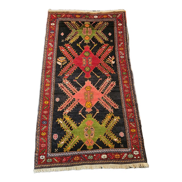 Vintage Caucasian Karabagh Rug in Hand-Knotted Wool with Geometric Medallions, 1980s For Sale