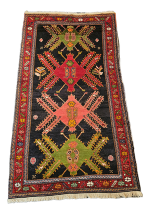 Vintage Caucasian Karabagh Rug in Hand-Knotted Wool with Geometric Medallions, 1980s