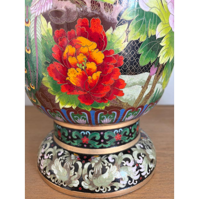 1960s Monumental Mid-Century Phoenix and Peony Floor Vase For Sale - Image 5 of 9