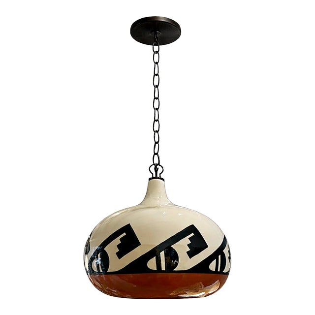 Vintage Ceramic Pendant Pendant With Southwest Design For Sale