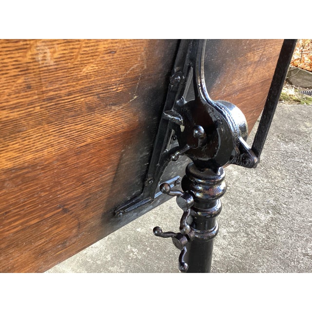 Antique Keuffel & Esser Drafting Table With Iron Base For Sale In New York - Image 6 of 6