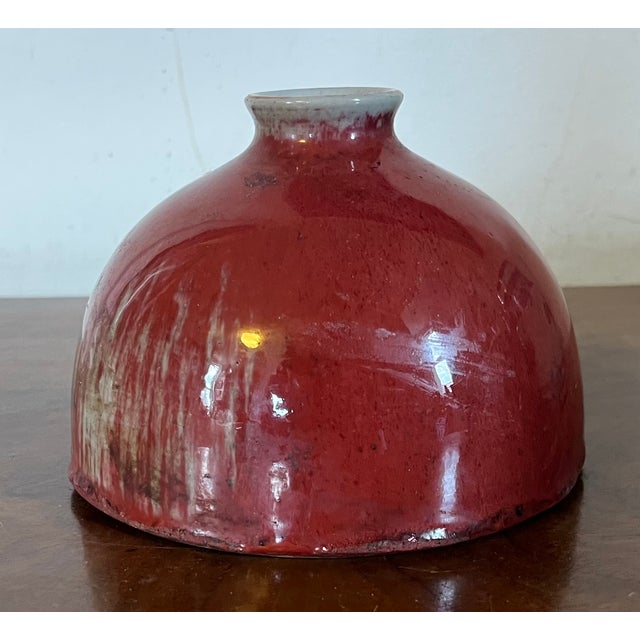 Red Antique Late Qing 19th Century Chinese Sang De Boeuf Oxblood Flambe Glaze Scholar's Desk Water Pot or Taibai Jar For Sale - Image 8 of 18