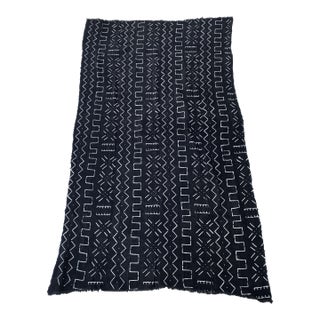Vintage African Black and White Mud Cloth Textile Mali 65" H For Sale