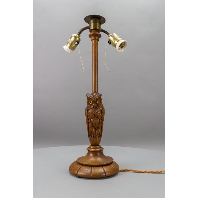 Antique Art Deco Two-Light Owl Sculpture Table or Desk Lamp Germany, ca. 1920. This antique Art Deco period table lamp or...