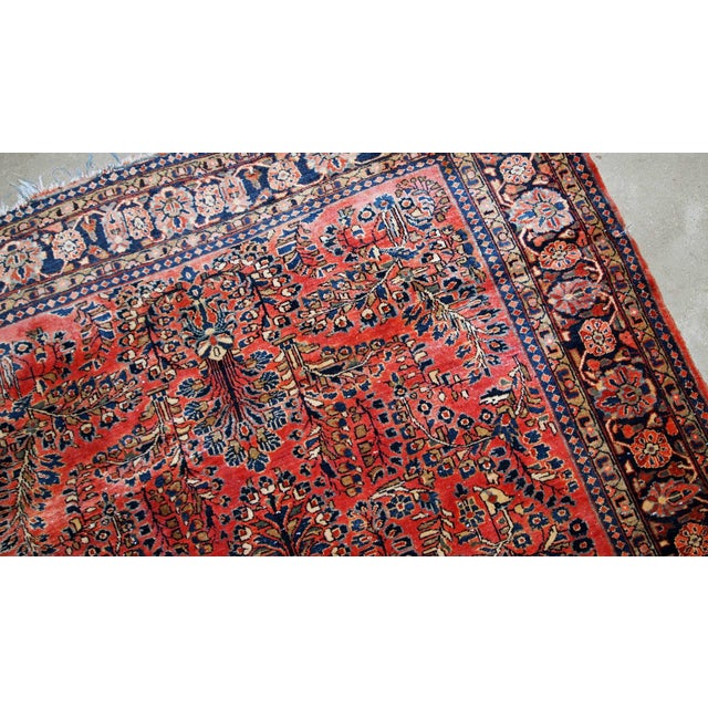Navy Blue 1920s, Handmade Antique Persian Sarouk Rug 4' X 6.8' For Sale - Image 8 of 11