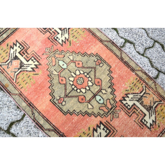 Turkish Vintage Oushak Pink Rug For Sale - Image 3 of 6