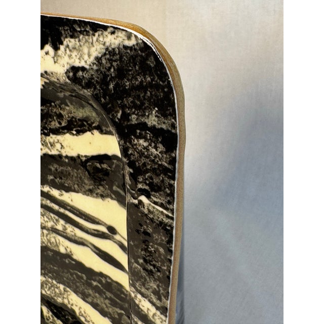 Organic Studio Art Pottery Black and White Ceramic Platter Styled After James Tower For Sale - Image 9 of 12