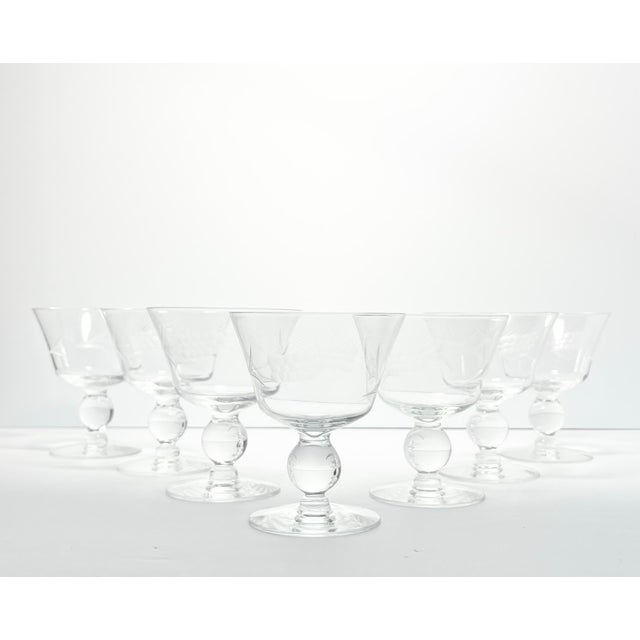 1950s Vintage Mid-century Set of 7 Etched Wheat Coupe Champagne Glasses 4.5” 8oz Good vintage condition. No chips, cracks,...