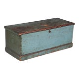 19th Century Green-Painted Sailor's Sea Chest (Seaman's Box), Pine With Original Surface For Sale