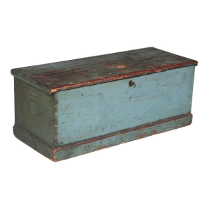 19th Century Green-Painted Sailor's Sea Chest (Seaman's Box), Pine With Original Surface