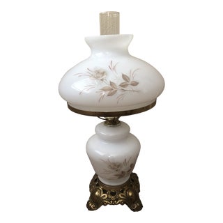 Vintage Mid Century Milk Glass Lamp For Sale