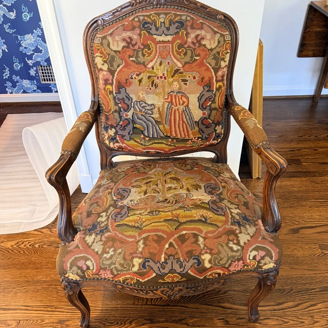 Jacobean Antique Jacobean Needlepoint Chair For Sale - Image 3 of 7