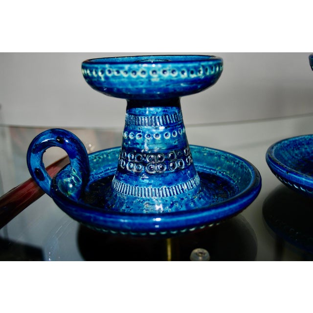 Pair of Rimini Bue series candlesticks from the early 1960s, ceramic, in perfect condition, beautiful pieces. This piece...
