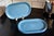 lovely set of four matching Bennington Potters oval plates in the classic blue glaze, stamped "Bennington Potters,...