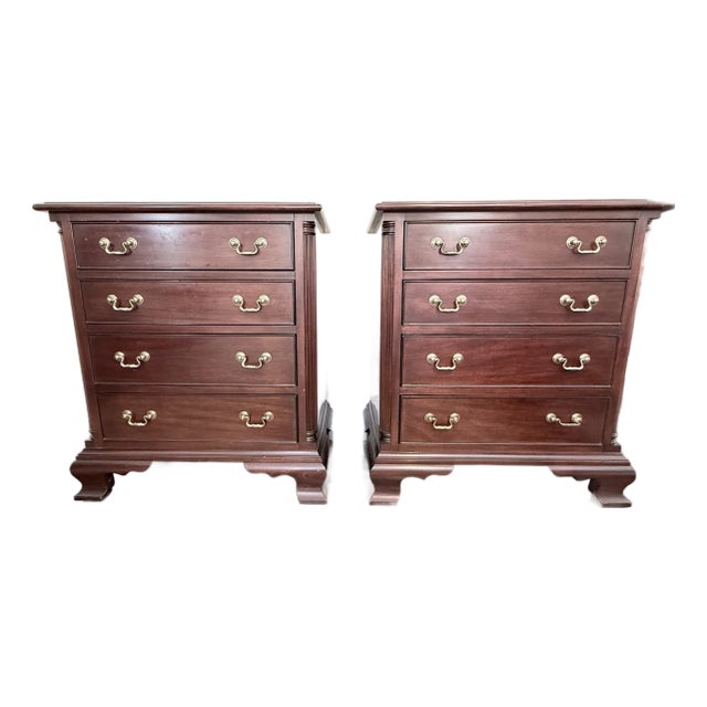Henkel Harris Pair of Solid Mahogany Nightstands For Sale