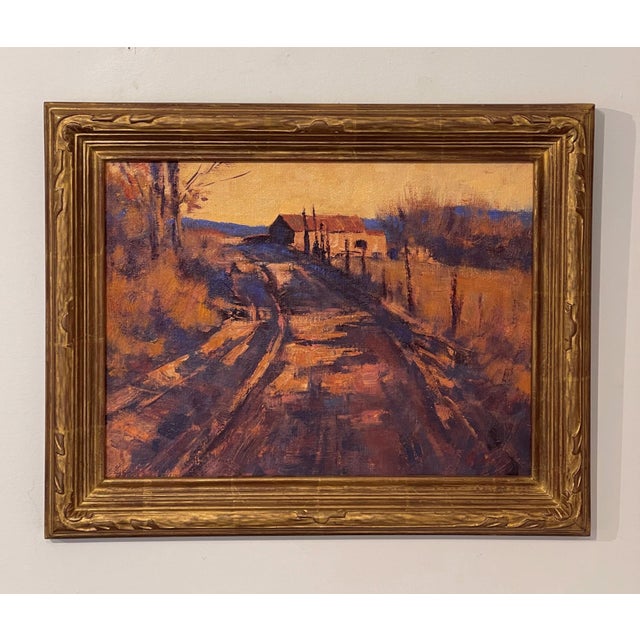 A Fragile Beauty by Lorenzo Chavez | Oil Painting of a rural road leading to a house For Sale