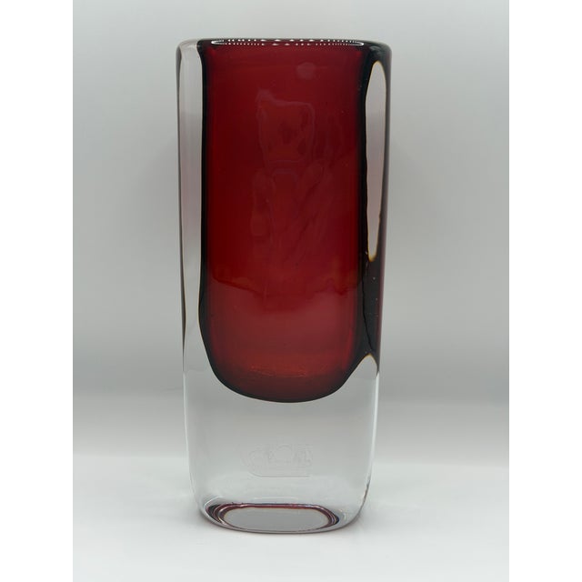 Please read the entire description. A striking piece of mid-century Swedish art glass by Nils Landberg for Orrefors,...