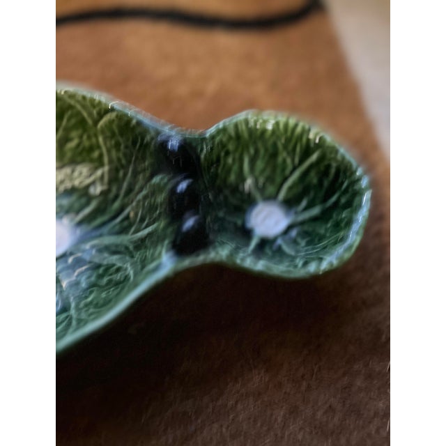 Green Vintage Portuguese Ceramic Green Olive Dish For Sale - Image 8 of 10