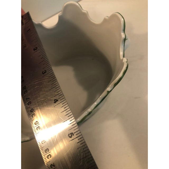 Vintage Scalloped Edged Kelly Green Jardiniere Cache Pot For Sale - Image 9 of 11