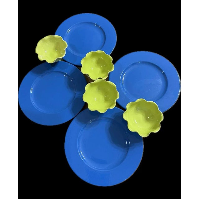 Italian Scallops Footed Bowls & Large Serving Plates - Set of 8 For Sale - Image 9 of 9