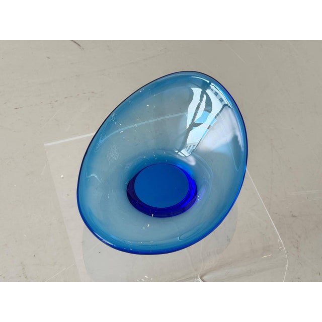 Holmegaard Blue Selandia Bowl by Per Lütken for Holmegaard, Denmark, 1960s For Sale - Image 4 of 6