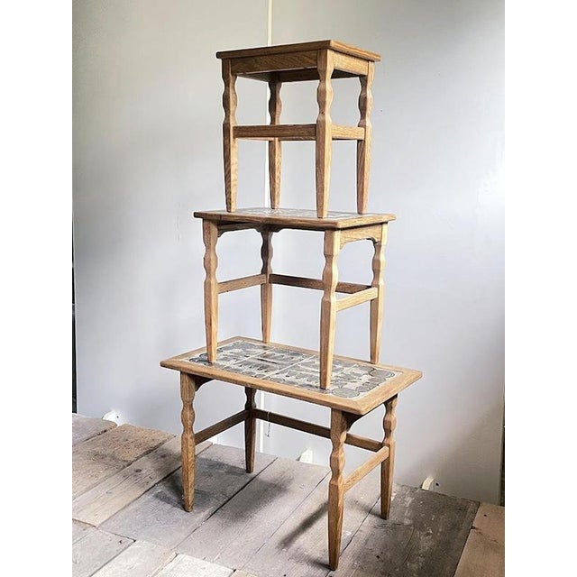 Oak Nesting Tables by Henning Kjærnulf for EG Kvalitets, Denmark, 1960s, Set of 3 For Sale - Image 10 of 11