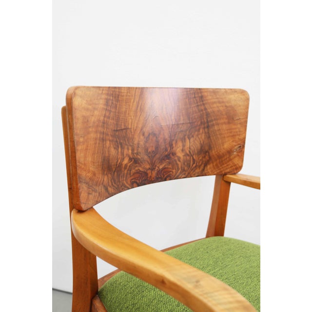 Wood German Art Deco Armchair in Walnut and Walnut Burl Wood, 1920s For Sale - Image 7 of 11