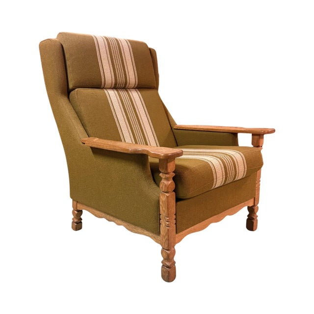Henning Kjaernulf Henning Kjærnulf Carved Oak Sofa Set, Wool, 1960s, Attributed For Sale - Image 4 of 12