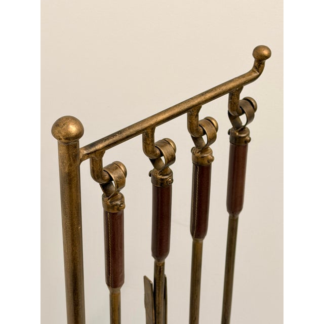 2020s Pottery Barn Industrial Fireplace Tool Set & Canvas Log Carrier With Iron Stands For Sale - Image 5 of 10