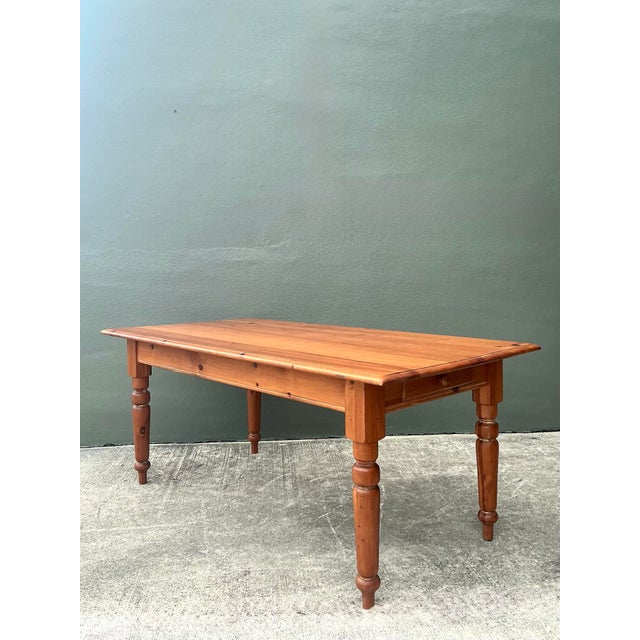 Vintage Knotty Pine Farm Table For Sale - Image 11 of 12