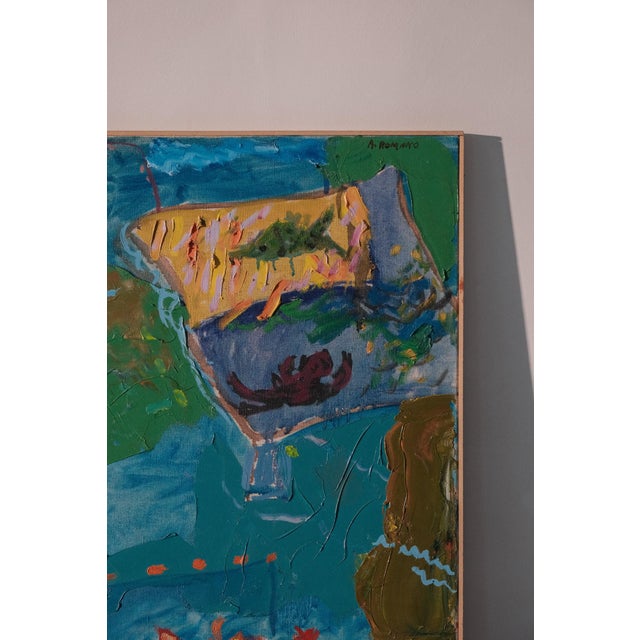 A. Romano, Abstract Composition, 1980s, Acrylic Painting on Canvas For Sale - Image 4 of 5