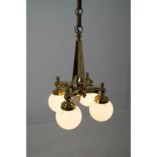 Art Deco Brass Chandelier, 1920s For Sale - Image 10 of 15