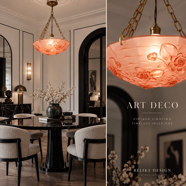 Art Deco Pendant Lamp from Ampla, France, 1930s, in Very Good conditions. Designed 1920 to 1949 Up to 250V (Europe/UK...