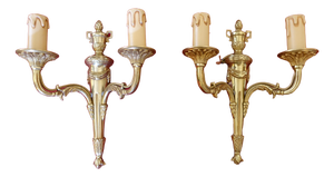 Louis XVI Style Gilt Bronze Wall Sconces, 1940s, Set of 2