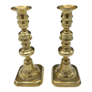 Pair of Vintage English Brass Candlesticks