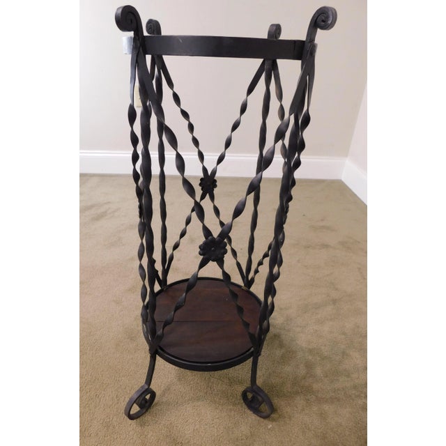 Aesthetic Antique Hand Wrought Iron Umbrella Stand For Sale - Image 11 of 13