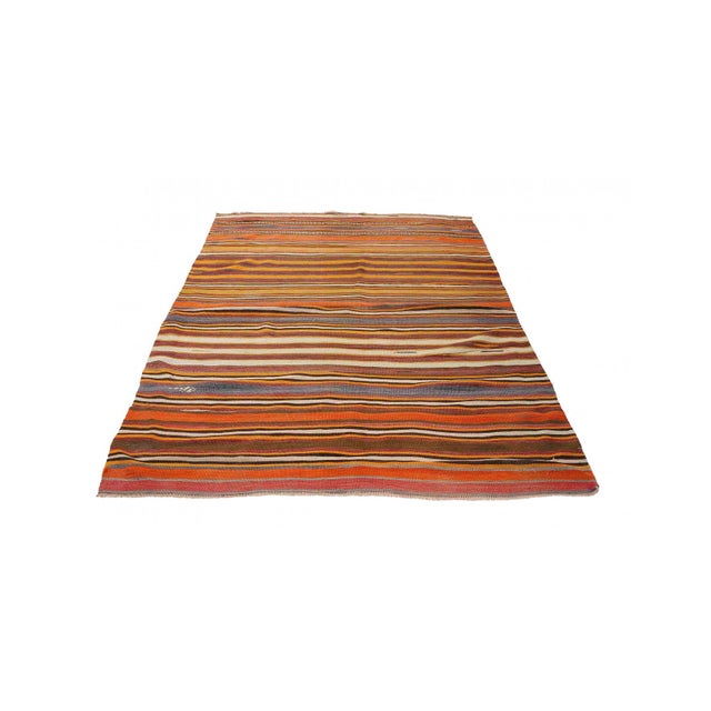Mid-Century Modern Striped Vintage Turkish Kilim Rug - 5`1" X 8`0" For Sale - Image 3 of 6